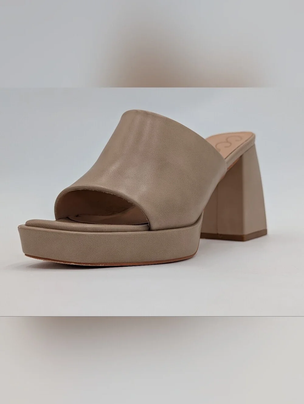 CCOCCI Sz 8.5 Doris Natural/Taupe Platform Heeled Sandals Y2K Block Heels